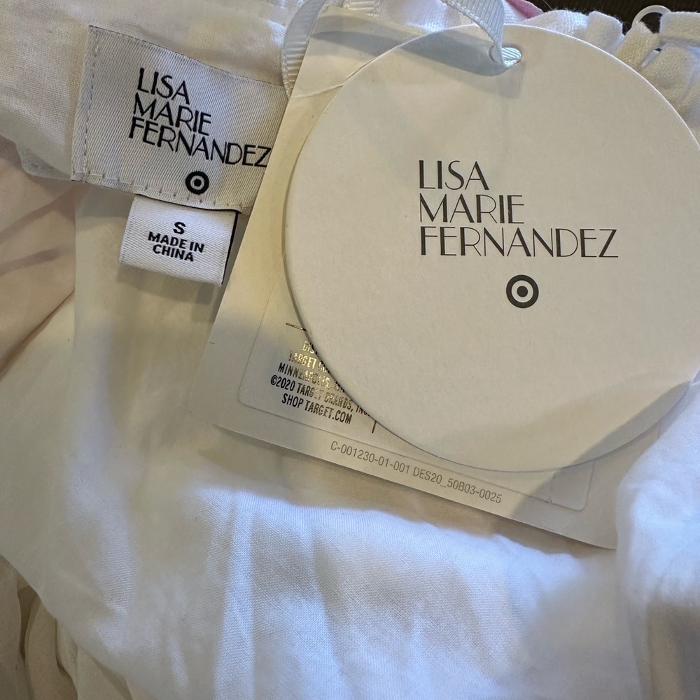 Lisa Marie Fernandez White Dress with Pink and Yellow Stripes Size S NWT - Picture 5 of 6